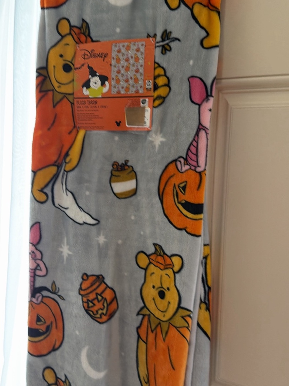 Disney Winnie the Pooh Halloween Fleece Blanket in Gray & Orange